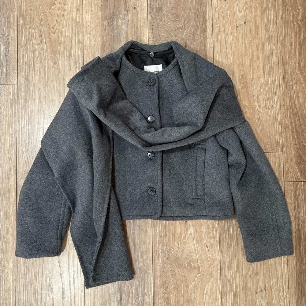 Abercrombie Removable Scarf Double-Cloth Wool-Blend Jacket xxs